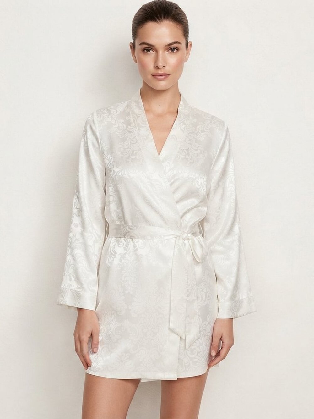 VICTORIA'S SECRET Satin Ballerina Wrap‎ Robe XS Coconut White
